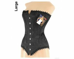 Corset With Boning, & Lace Up Back Black Large