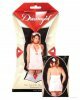 2 Pc Bedroom Nurse Stretch Satin Dress With Contrast Accents & Cap White Qn