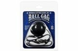Breathable ball gag with leather collar - black